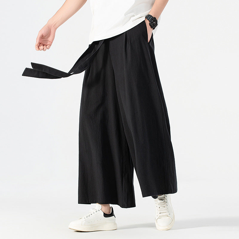 Women's Culotte-Style Skirt Pants with Wide Leg and Ties Belt Mune Fashion