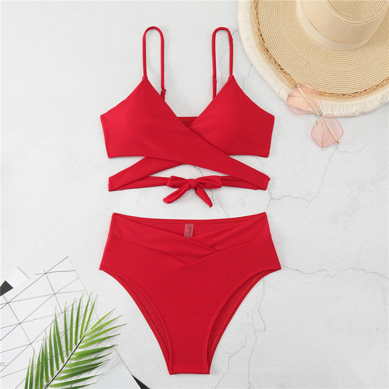Women's bikini set with adjustable wrap top and high waisted pants Mune Fashion