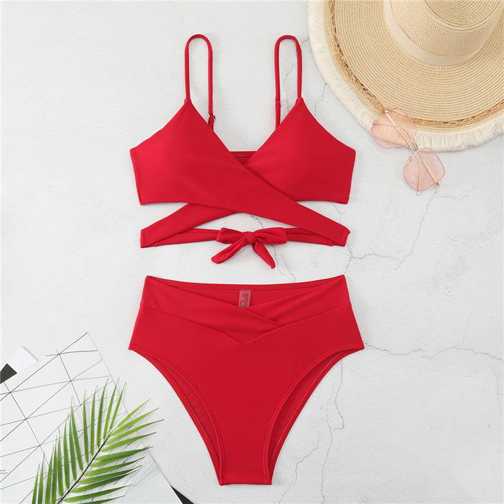 Women's bikini set with adjustable wrap top and high waisted pants Mune Fashion