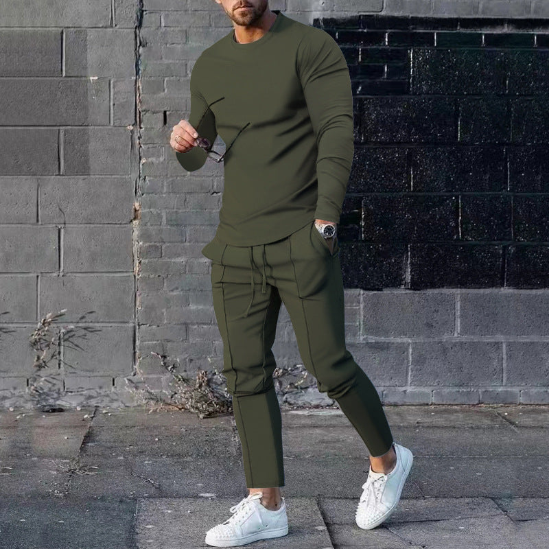 Men's fitted long-sleeve shirt made of cotton stretch with a round neckline and body-hugging fit Mune Fashion