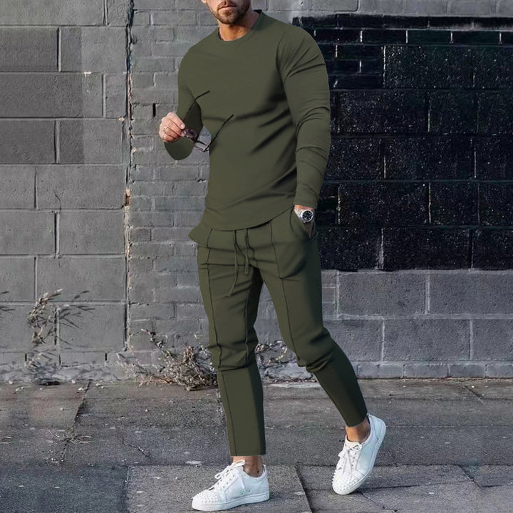Men's fitted long-sleeve shirt made of cotton stretch with a round neckline and body-hugging fit Mune Fashion