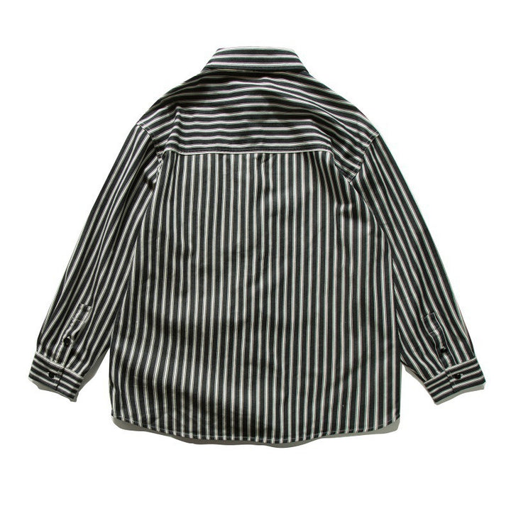 Unisex Oversized Shirt Jacket with Vertical Stripes, Boxy Cut and Chest Pocket Mune Fashion