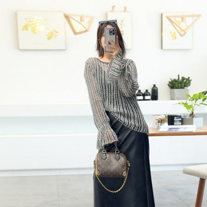 Women Elegant Transparent Sweater Mune Fashion