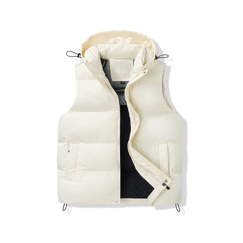 Unisex Padded Hooded Vest with Thermal Insulation and Drawstring Mune Fashion