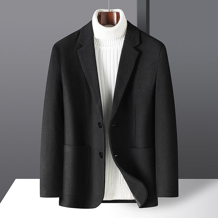 Men's Smart-Casual Short Blazer Made of Wool Blend with Patch Pockets and Light Thermal Lining Mune Fashion