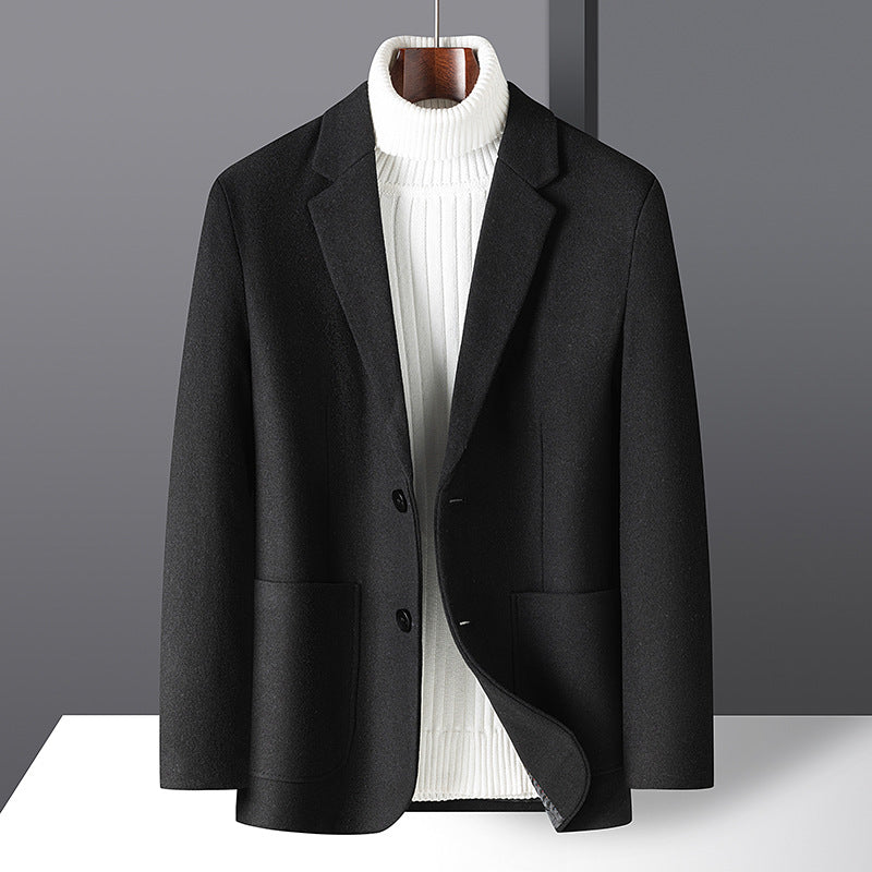Men's Elegant Wool Blend Blazer in Business Casual Style with Tailored Silhouette and Patch Pockets Mune Fashion