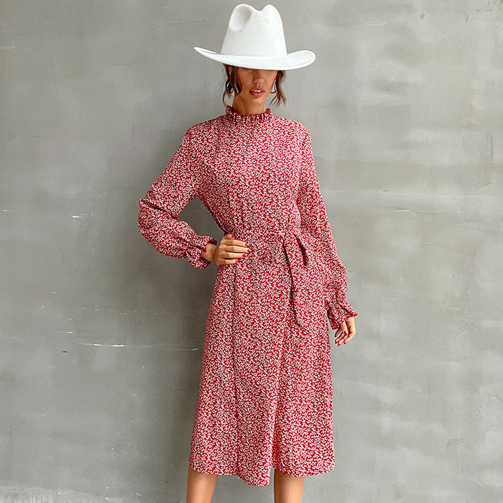 Ladies Floral Maxi Dress with Waist Knot Mune Fashion