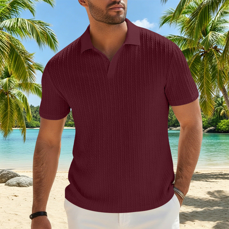 Men's fine-knit polo with structured cable pattern and soft cotton blend Mune Fashion