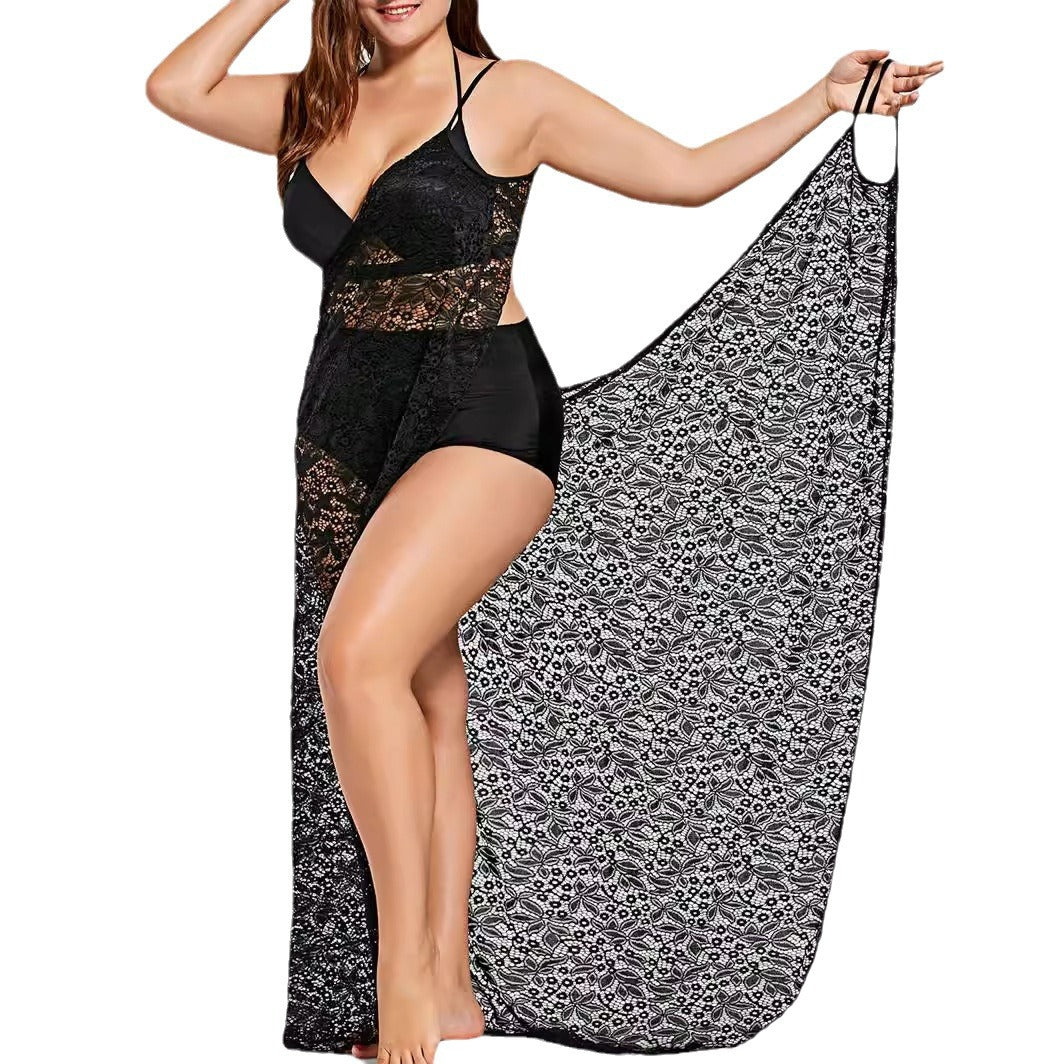 Women elegant transparent lace beach cover-up Mune Fashion