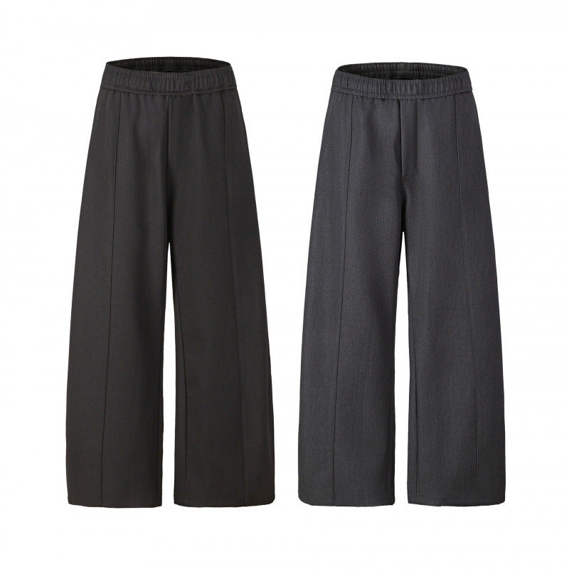 Women's Elegant Culotte Pants with Wide Leg, Crease and Elastic Comfort Waistband Mune Fashion