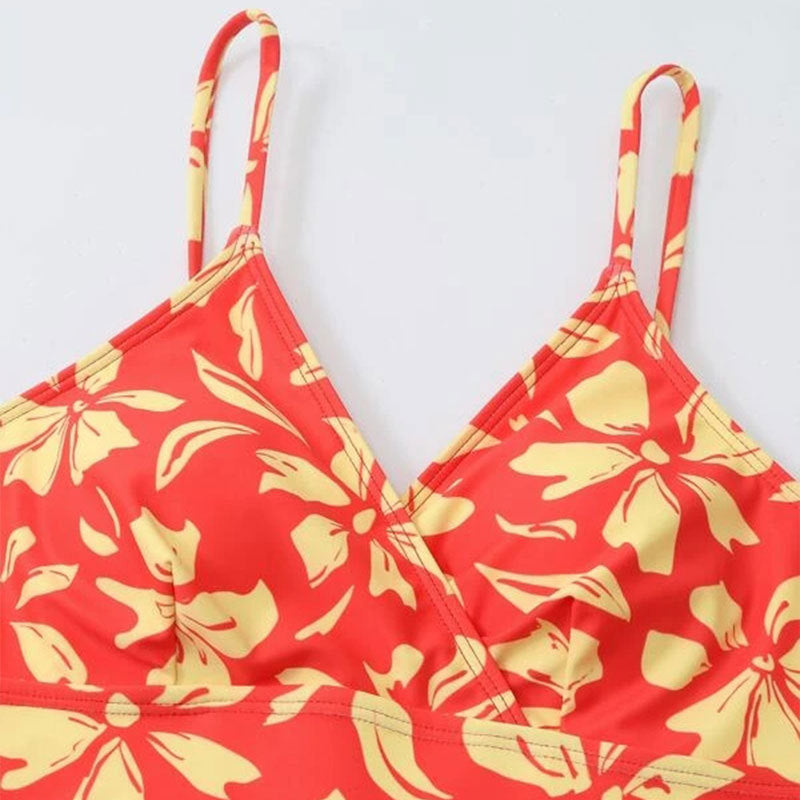 Women's Two-Piece Bikini Set with Flower-Shaped Crop Top and High-Waisted Bottom Mune Fashion