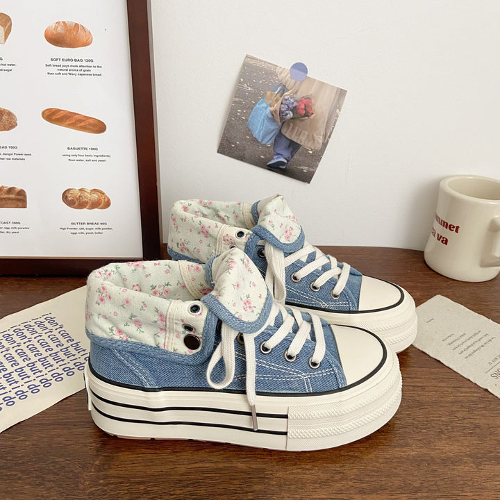 Women's Fashion Platform Sneakers with Floral Lining Mune Fashion