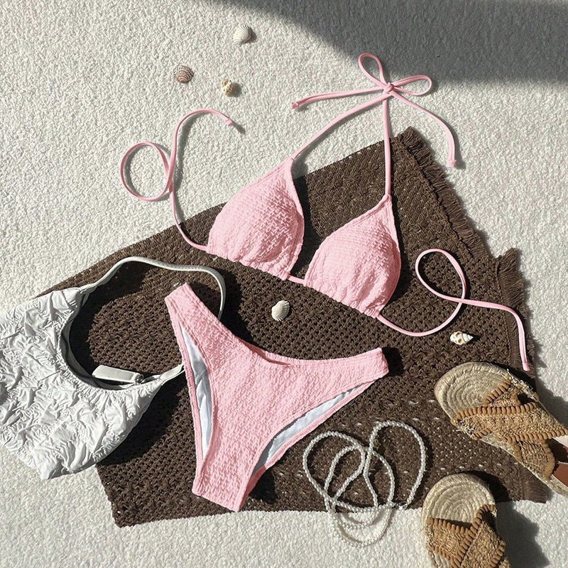 Women's triangle bikini with trendy knot design and textured fabric Mune Fashion