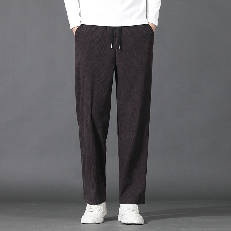Men Straight-Leg Ribbed Structure Lounge Pants with Elastic Waistband and Flap Pocket Mune Fashion