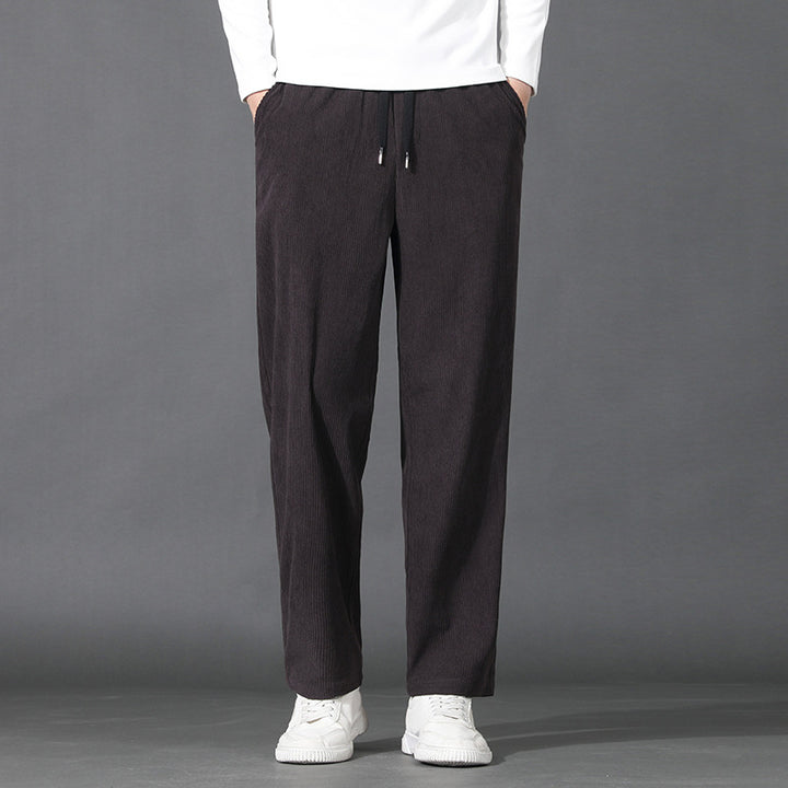 Men Straight-Leg Ribbed Structure Lounge Pants with Elastic Waistband and Flap Pocket Mune Fashion