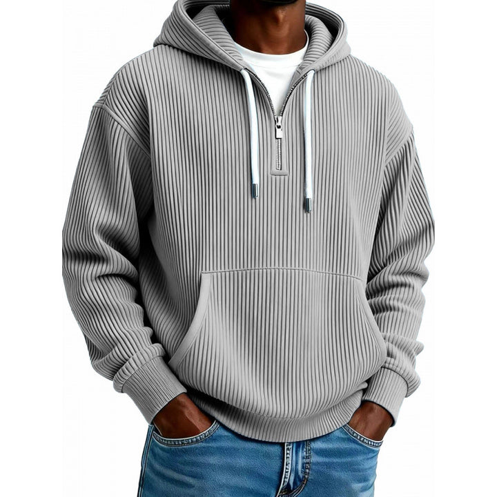Men's Comfortable Hooded Sweater with High Zipper Mune Fashion