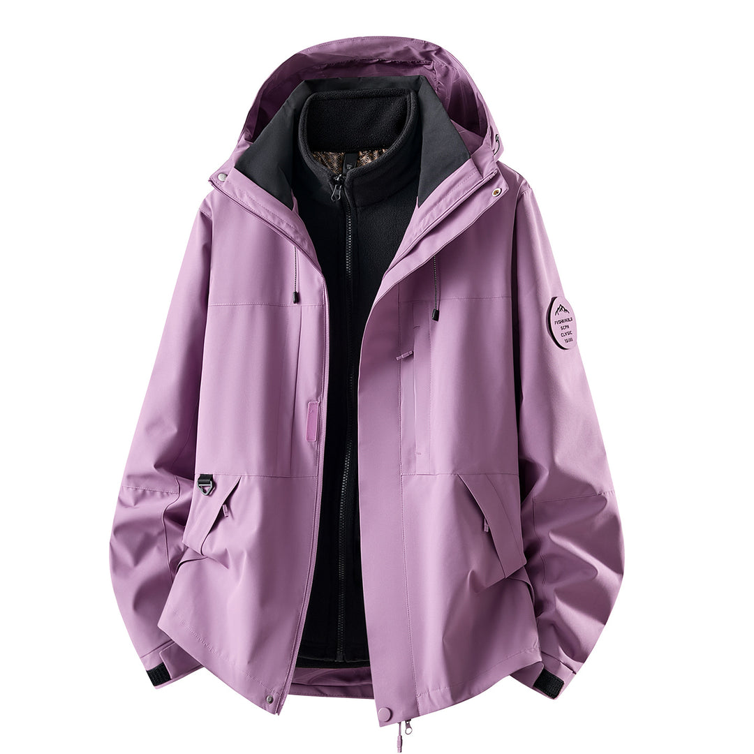 Women's three-piece waterproof outdoor jacket with removable fleece inner layer Mune Fashion