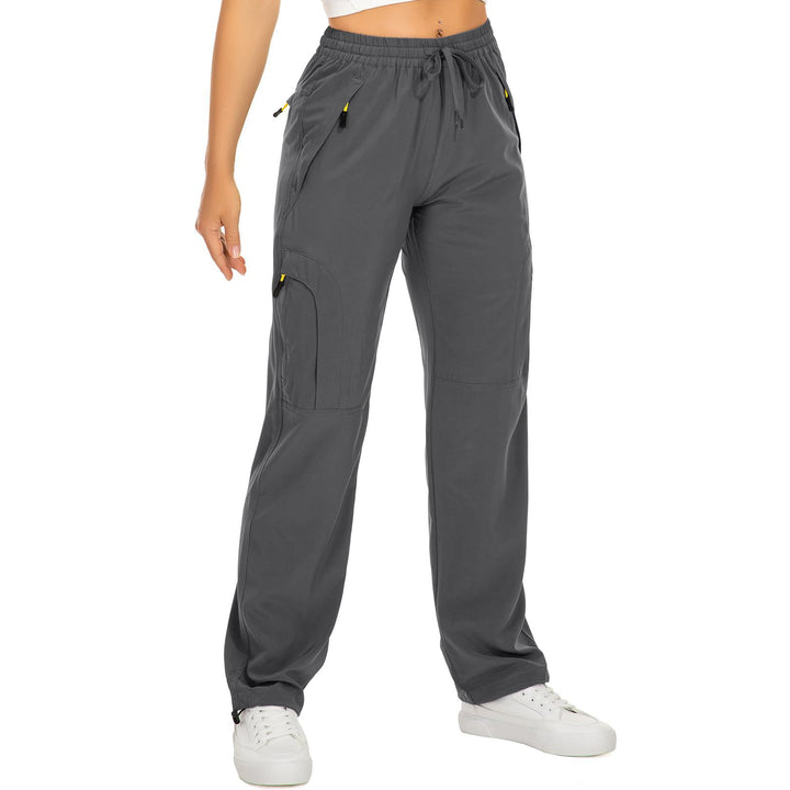Women casual cargo pants with elastic waistband, drawstring, and zip pockets Mune Fashion