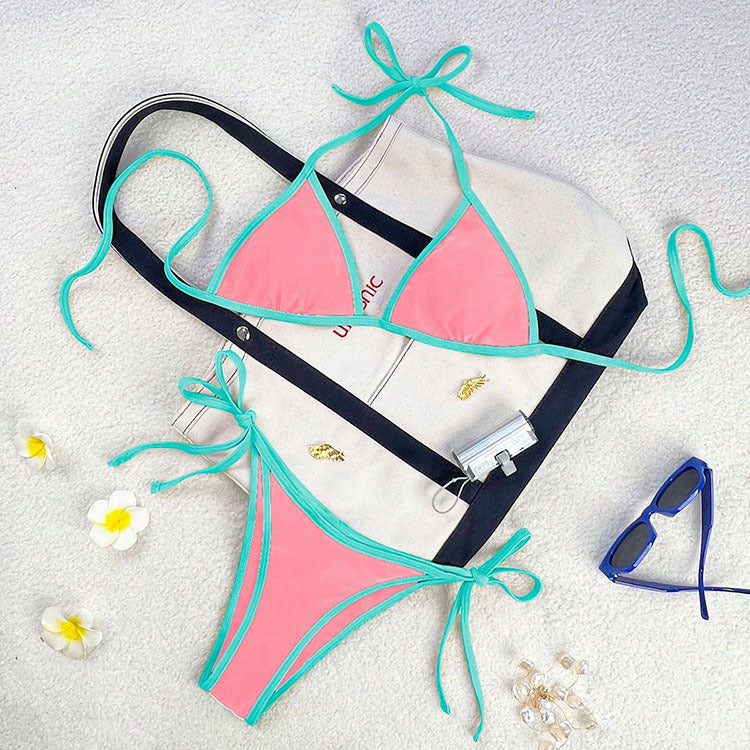 Women’s Triangle Bikini with Contrasting Straps Mune Fashion