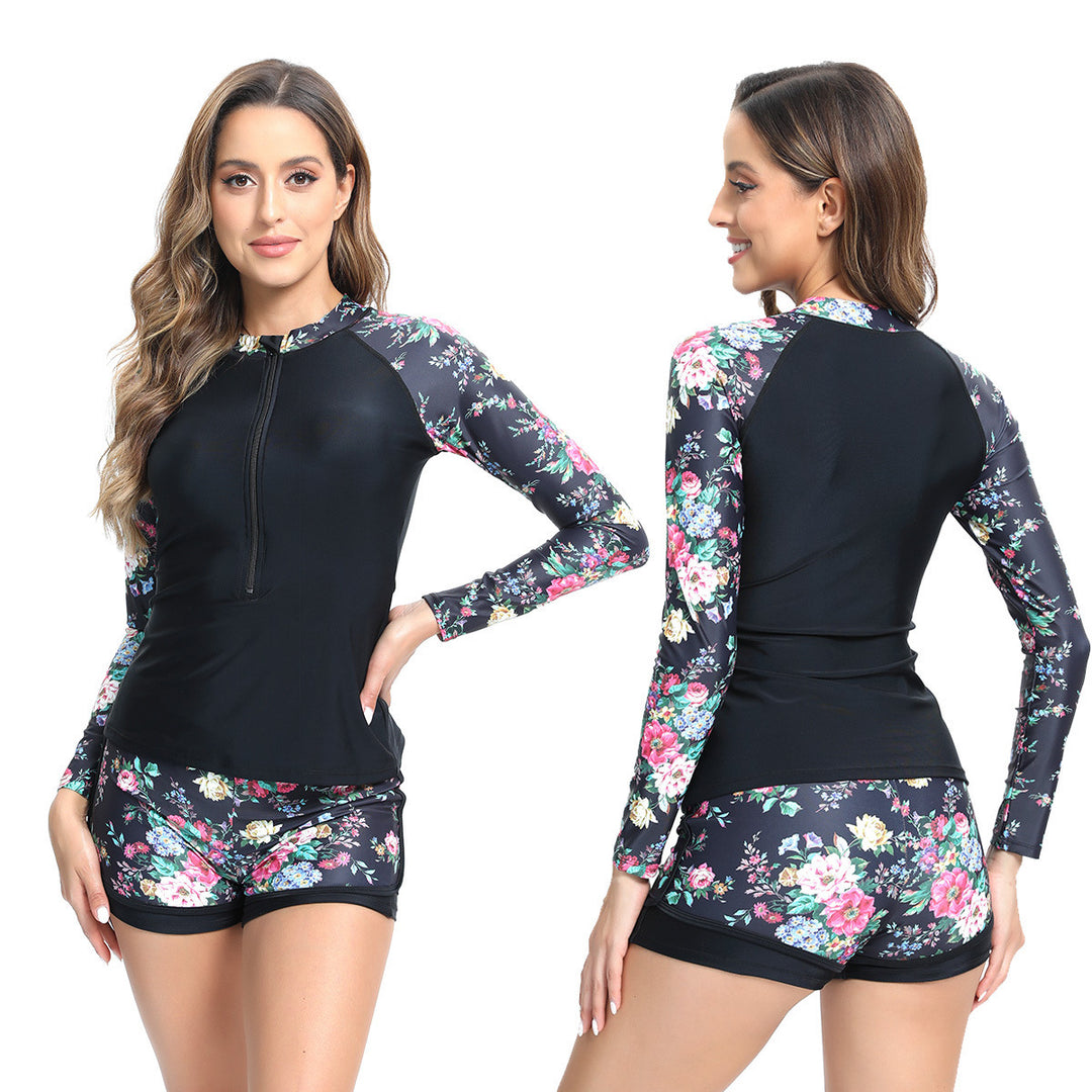 Women's UV Protection Sports Suit with Floral Pattern Mune Fashion