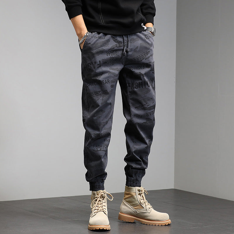 Herren Camouflage-Print Jogger-Cargohose mit elastischem Tunnelzugbund und gerippten Knöcheln Mune Fashion
