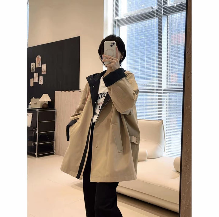 Unisex Oversized utilitarian Trench Coat with contrasted lining and hood Mune Fashion