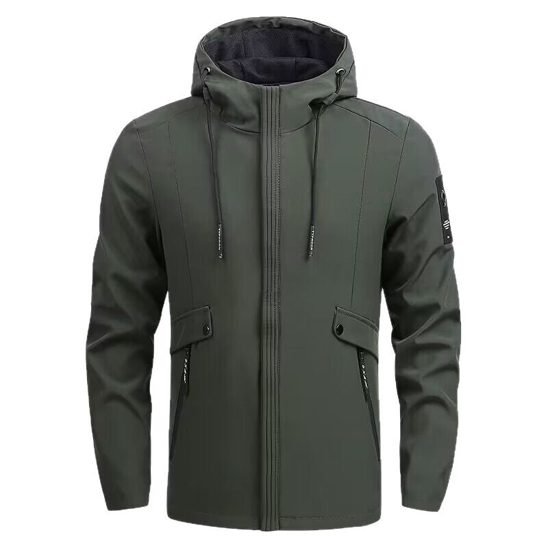 Men's Waterproof Softshell Jacket with Hood, Windproof and Breathable Mune Fashion