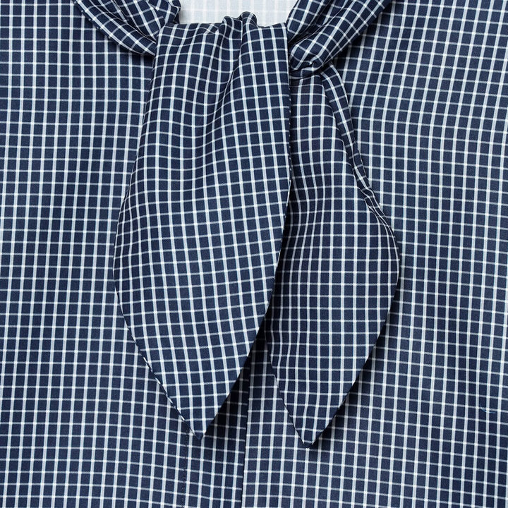 Women’s checkered blouse with bow collar and full button closure Mune Fashion