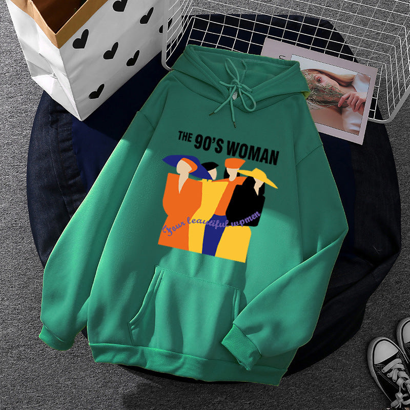 Women's oversized hoodie with 90s illustration print, brushed fleece, and kangaroo pocket Mune Fashion