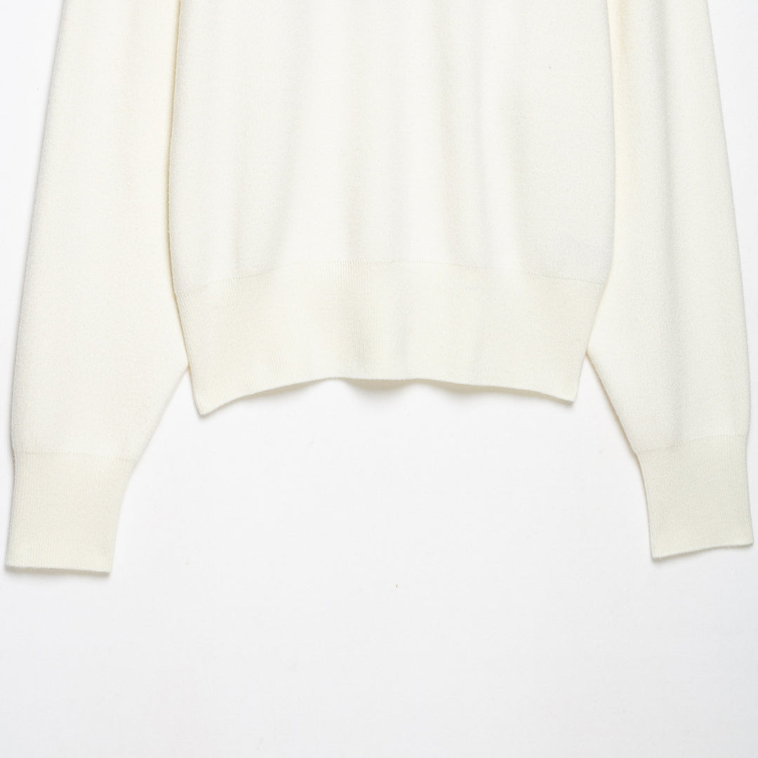 Women's Cropped Oversized Knit Sweater with Half Metal Zipper and Funnel Neck Mune Fashion