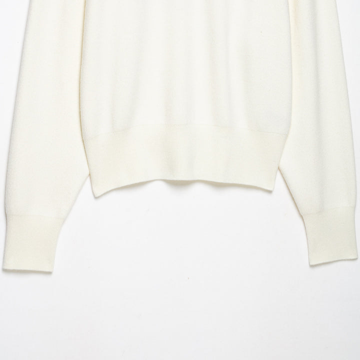 Women's Cropped Oversized Knit Sweater with Half Metal Zipper and Funnel Neck Mune Fashion