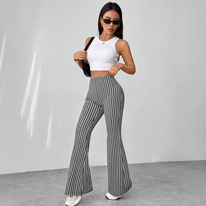 Ladies' Stretch Flared Pants with High Waist and Wide Leg Mune Fashion