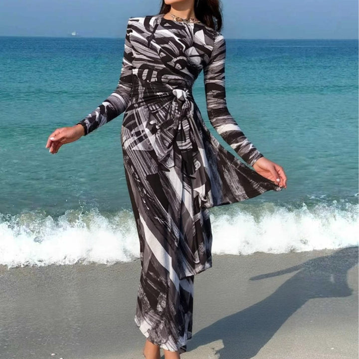Women's Maxi Beach Dress with Sophisticated Wrap Design Mune Fashion