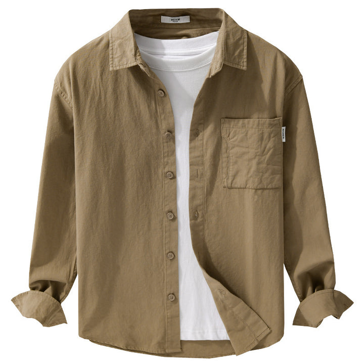 Men's casual shirt jacket made of lightweight cotton twill with a patch chest pocket and relaxed fit Mune Fashion