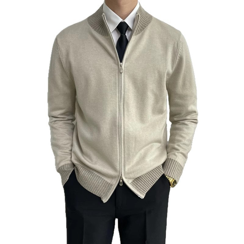 Men's Elegant Cardigan with Stand-Up Collar and Zipper Mune Fashion