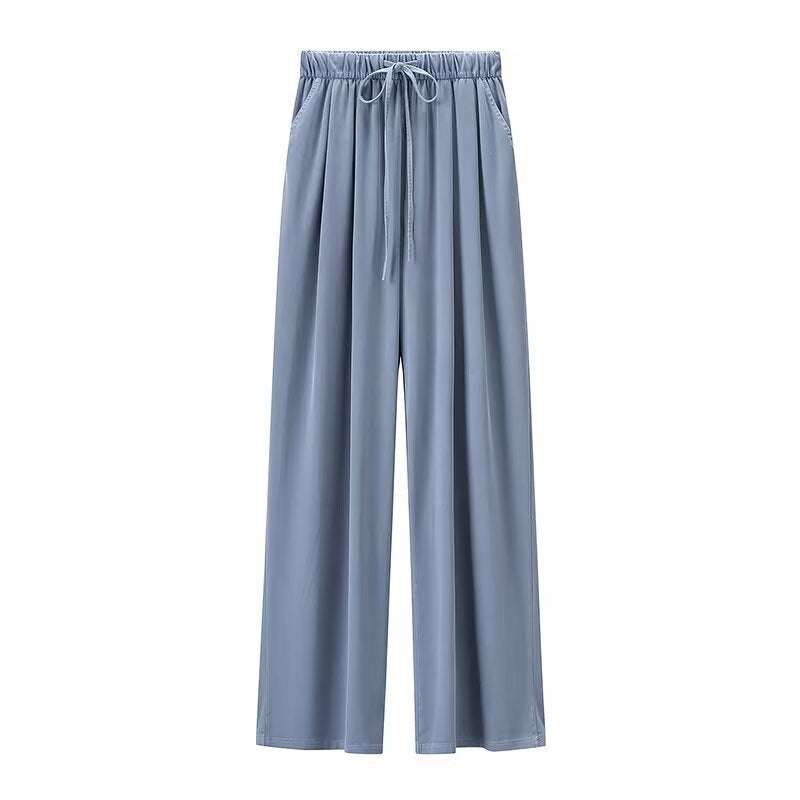 Women Wide Palazzo Pants with High Elastic Band, Drawstring and Side Pockets Mune Fashion