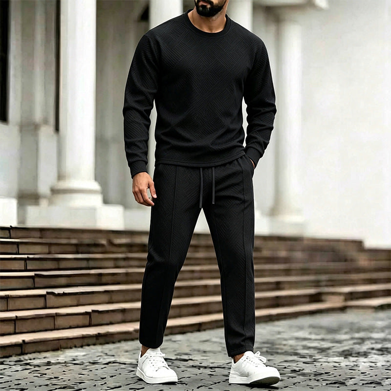 Men's Textured Lounge Set made of Sweat with Slim-Relax Jogging Pants Mune Fashion