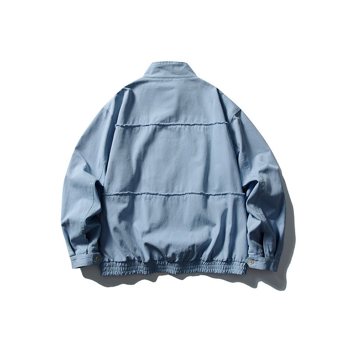 Unisex Boxy Transitional Jacket with Stand-Up Collar, Concealed Zipper and Elastic Hem Mune Fashion