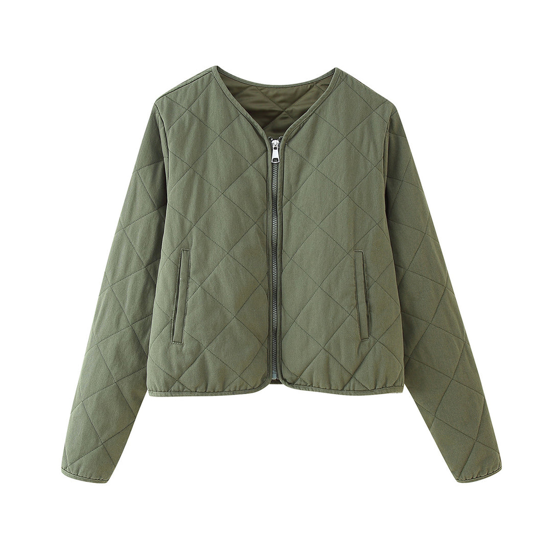 Ladies nano quilted short jacket with diamond quilting, round neck and full zip Mune Fashion