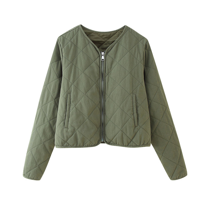 Ladies nano quilted short jacket with diamond quilting, round neck and full zip Mune Fashion