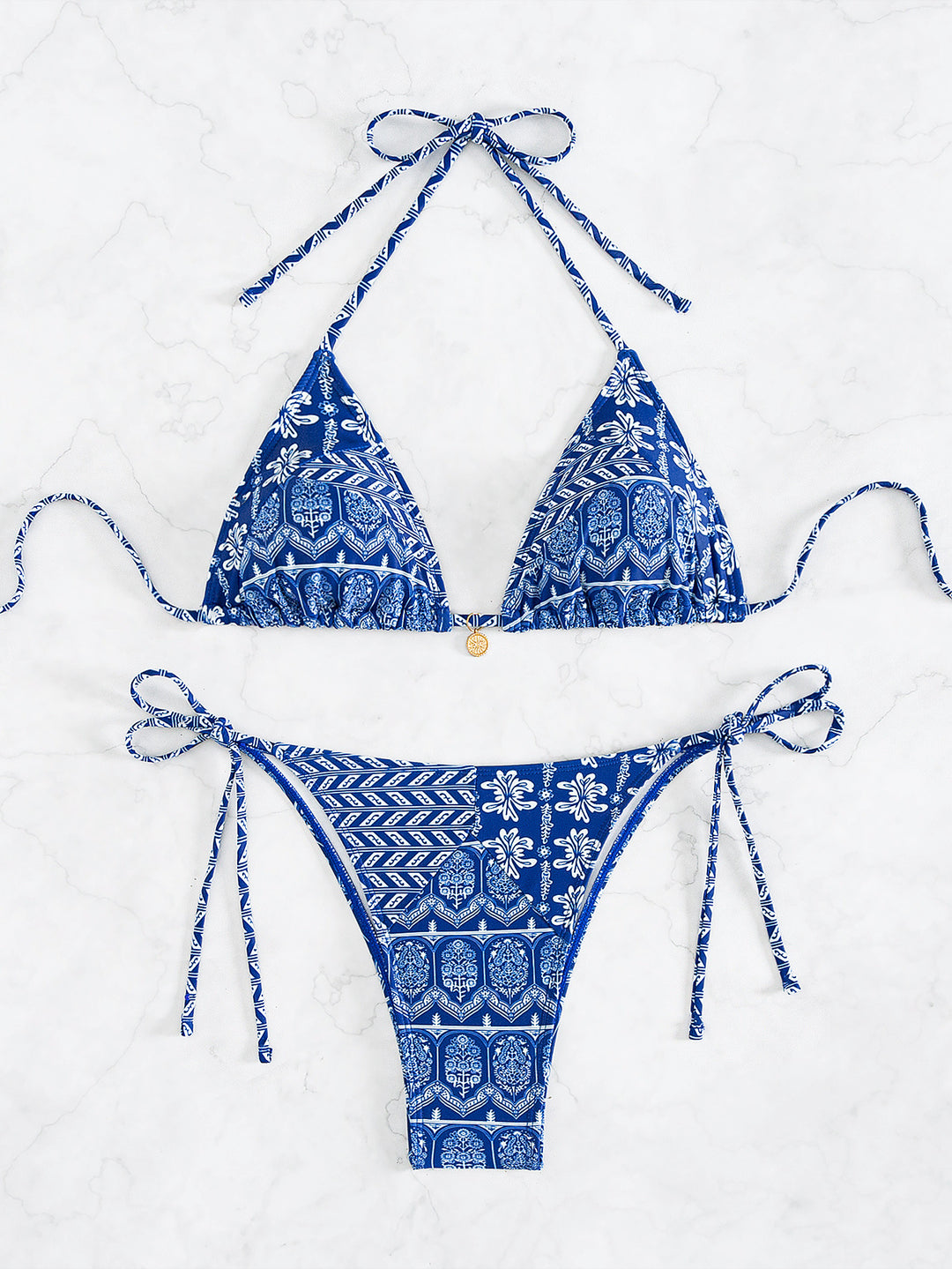 Women's triangle bikini with playful floral design and adjustable straps Mune Fashion