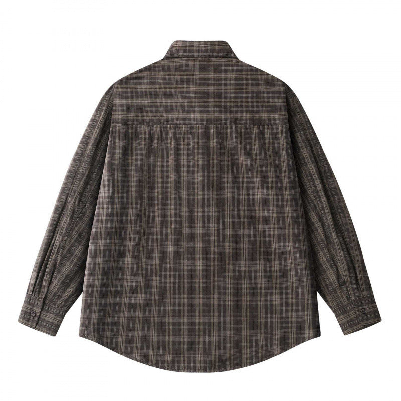 Unisex Lockered Boxy Check Overshirt made of lightweight cotton blend with back yoke and gathered detail Mune Fashion