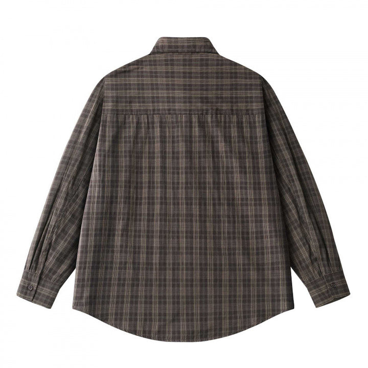 Unisex Lockered Boxy Check Overshirt made of lightweight cotton blend with back yoke and gathered detail Mune Fashion