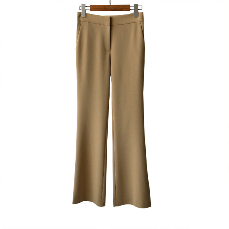 Women's high-waisted flared wide-leg pants made of stretch crepe with concealed closure and side pockets Mune Fashion