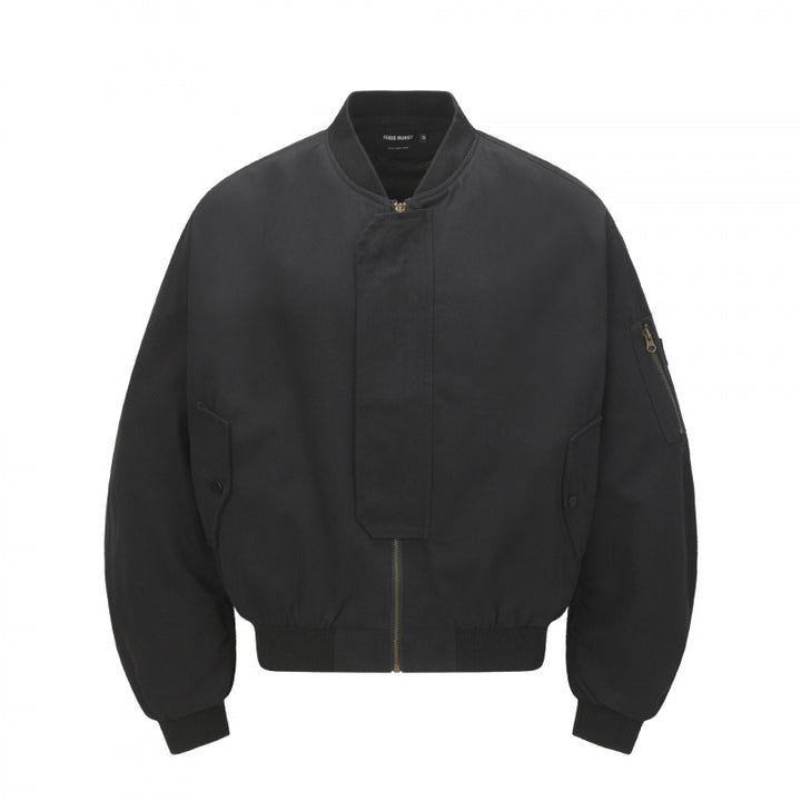 Unisex Short Cut Boxy Bomber Jacket with Concealed Front Placket and Flap Pockets Mune Fashion