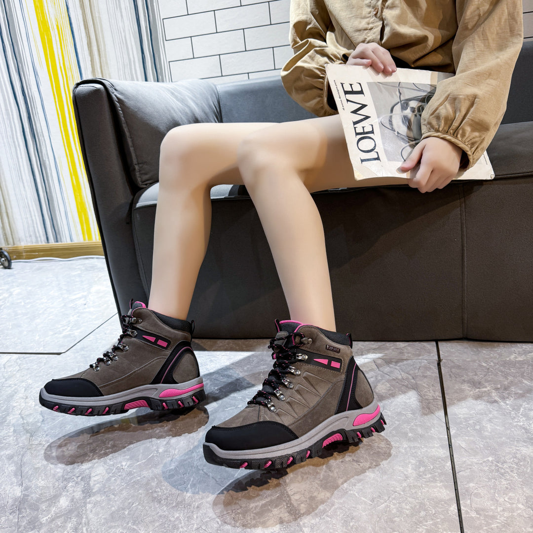 Women nan robust Trekking boots with water-repellent suede look, padded ankle collar, and profiled outdoor outsole Mune Fashion