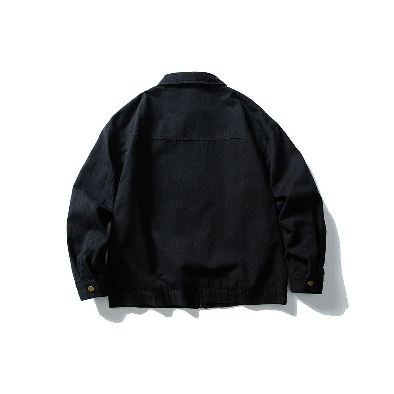 Unisex Kastig cut canvas workwear jacket with full zipper and patch chest pockets Mune Fashion