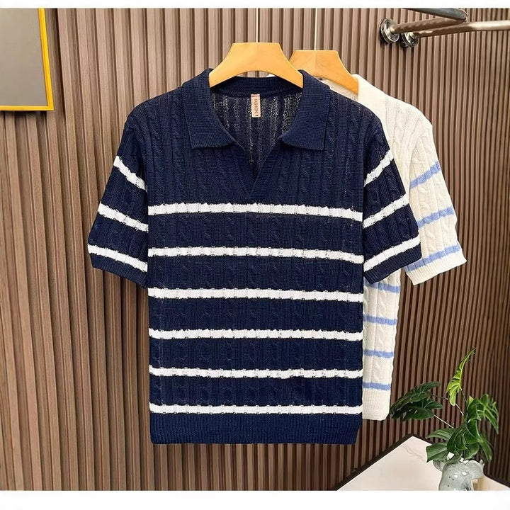 Men's short sleeve sweater with structured knit Mune Fashion