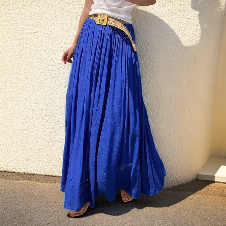 Ladies' airy pleated maxi skirt with elastic waistband and flowing summer fall Mune Fashion