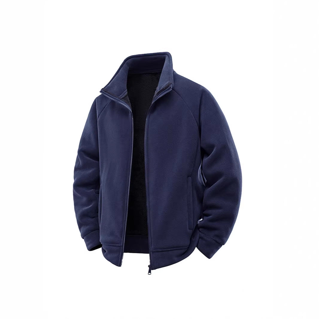 Men's fleece thermal jacket with double-layer teddy inner lining and high stand-up collar Mune Fashion